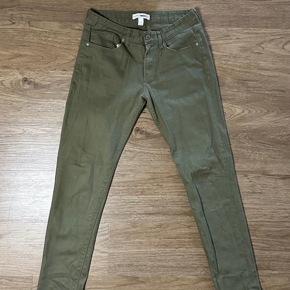 Fashion Nova Men Slim Fit Olive Green Jeans